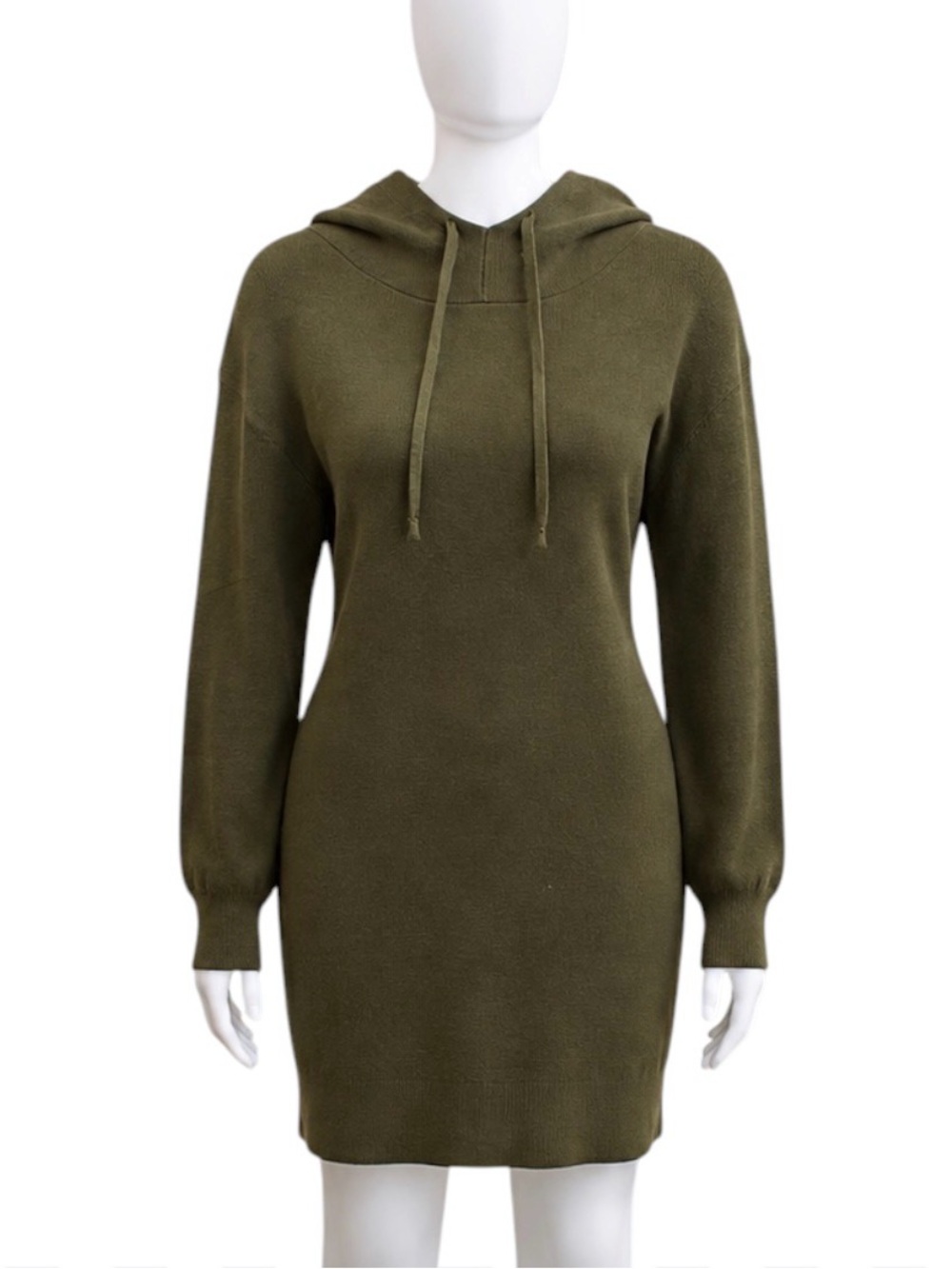 Nordstrom BP Knit Bodycon Long Sleeve Hooded Sweater Dress in Olive Green -XXS